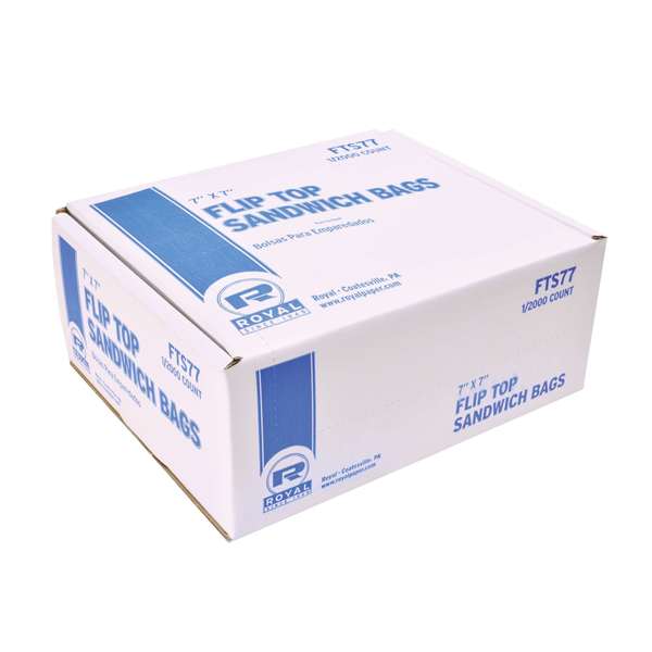 Amercareroyal Royal 7"x7" Light Duty Flip Top Sandwich Bag, PK2000 FTS77